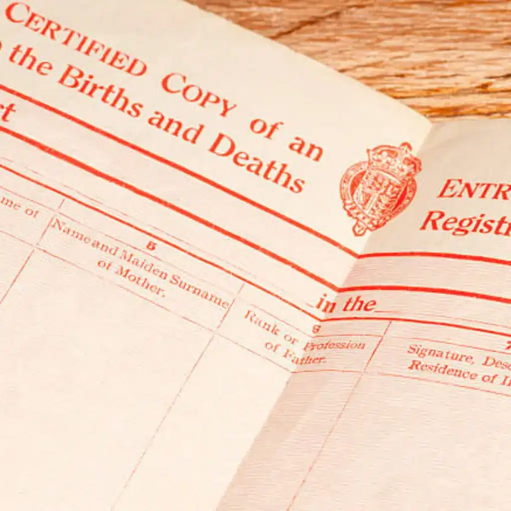A Spanish sworn translation of a birth certificate in the UK.